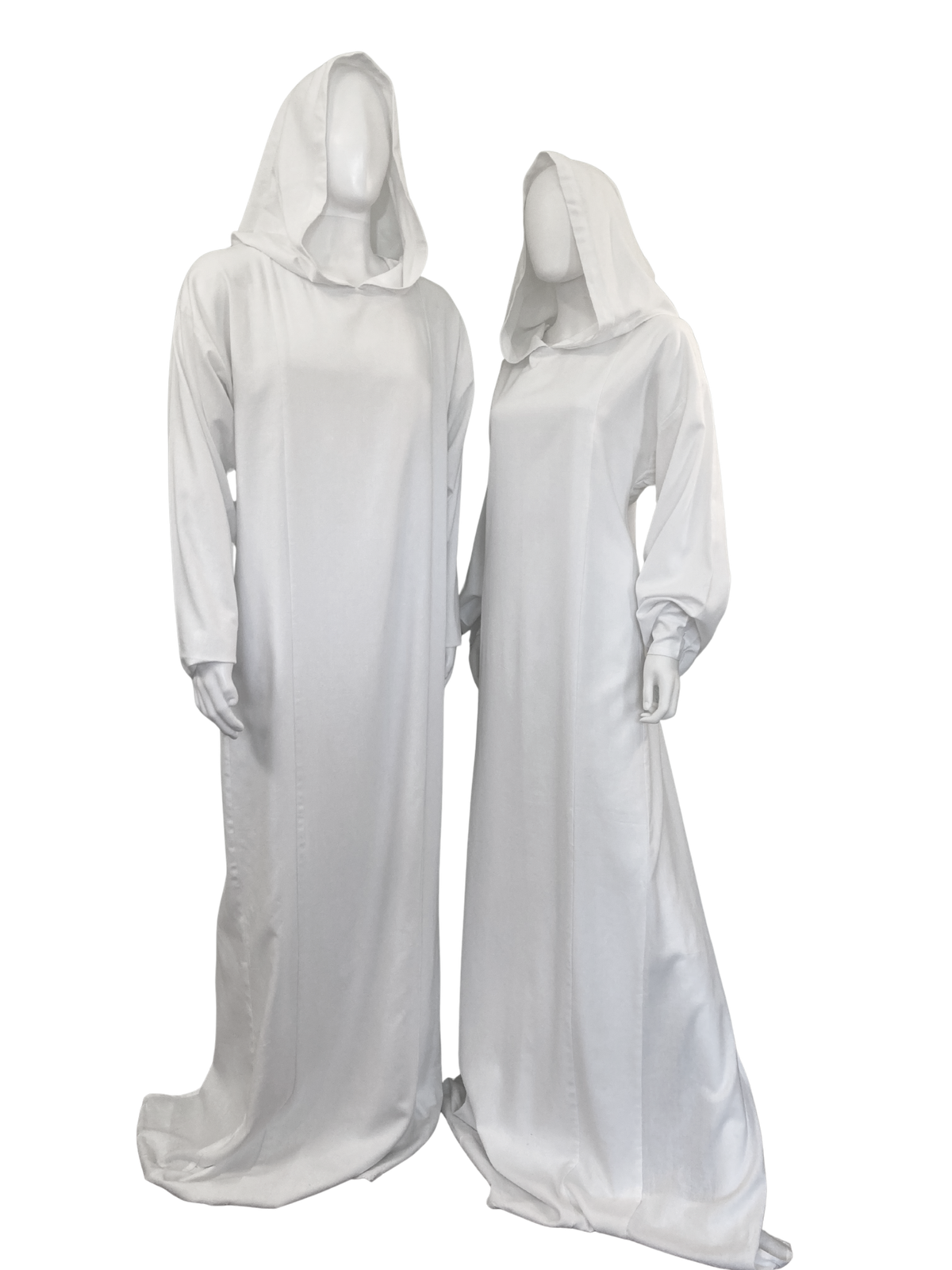 Burial gowns with hoods, front view